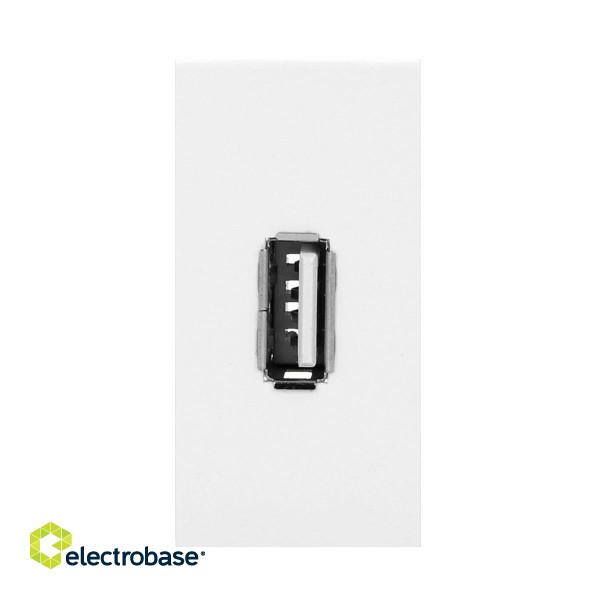 Electric Materials // Furniture electrical switches and sockets, USB sockets // NOEN USB data, gniazdo modułowe 22,5x45mm USB data 2.0, piny, białe