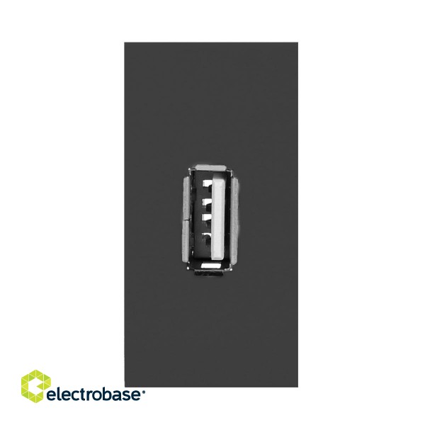 Elektromateriāli // Mēbeļu elektriskie slēdži un rozetes, USB rozetes // NOEN USB data, gniazdo modułowe 22,5x45mm USB data 2.0, piny, czarne image 2