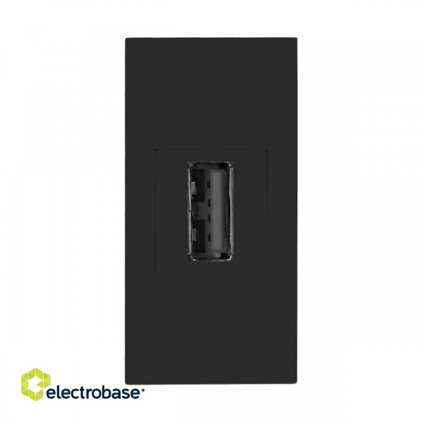 Elektromateriāli // Mēbeļu elektriskie slēdži un rozetes, USB rozetes // NOEN USB data, gniazdo modułowe 22,5x45mm USB data 2.0, przelotka, czarne image 1