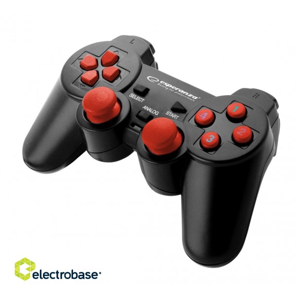 Switches and Indicators // Joysticks // EGG102R Gamepad PC USB Warrior  czarno-czerwony Esperanza image 1