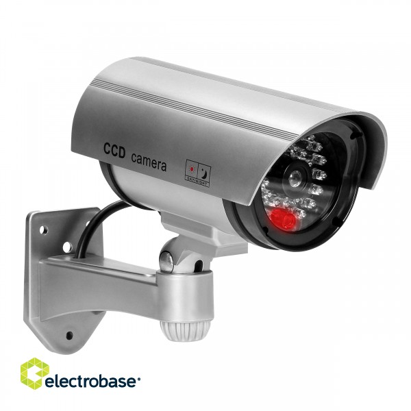 Video surveillance // Analog camera accessories // Atrapa kamery monitorującej CCTV, bateryjna, srebrna