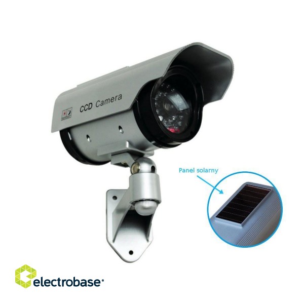 Video surveillance // Analog camera accessories // Atrapa kamery SOL1200 Solarna migająca dioda naklejka gratis image 2