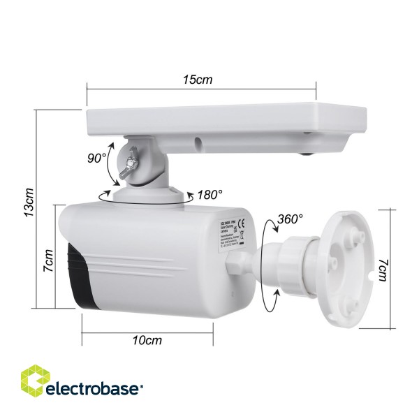 Videovalve // Kaamera tarvikud // Solarna atrapa kamery, migająca dioda, czujnik ruchu, oświetlenie LED, naklejka gratis, SOL1800S image 9