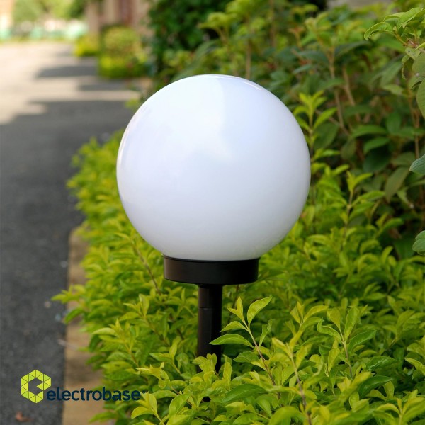 LED Lighting // New Arrival // Solarna lampa wolnostojąca ogrodowa GreenBlue, kula 20x20x53cm, bialy LED, GB123 image 2