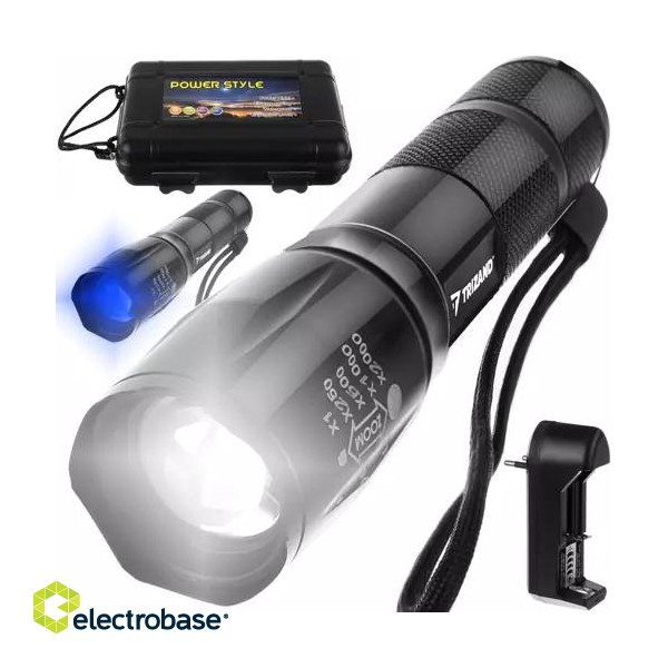 Handheld and Head LED Flashlights // LED Handheld Flashlights // Latarka 2w1 XPE UV Trizand 21634 image 2