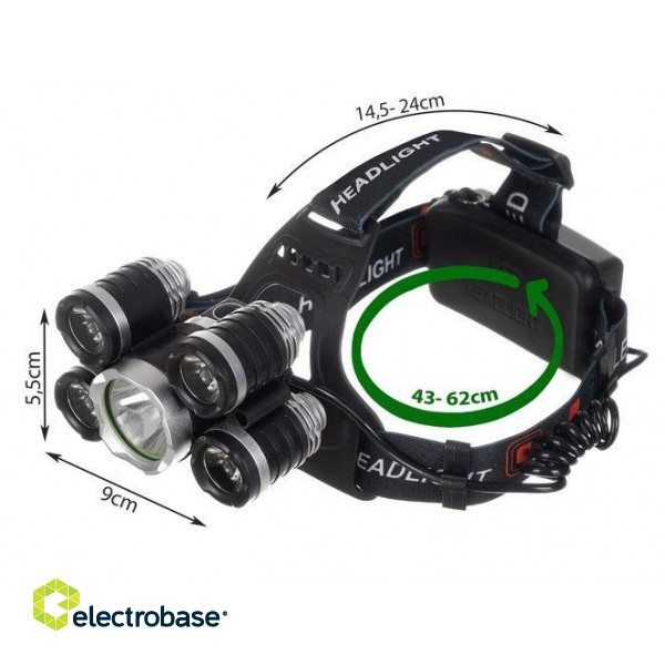 Rokas un Galvas Lukturīši LED // Rokas Lukturis LED // Latarka czołowa 5 x LED T6 CREE image 8