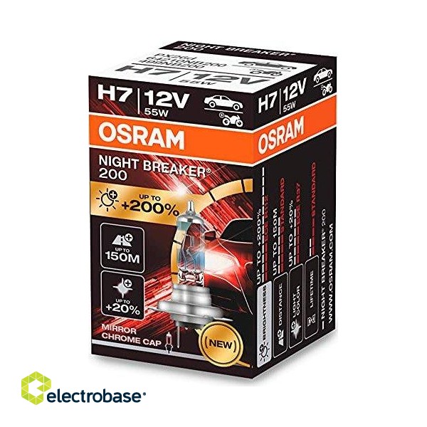LED valgustus // Light bulbs for CARS // Żarówka halogenowa osram h7 12v 55w px26d night breaker 200 /1 szt./