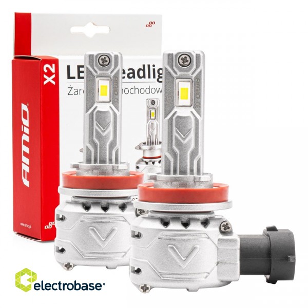 LED-valaistus // Light bulbs for CARS // Żarówki samochodowe led seria x2 h8 h9 h11 h16 6500k canbus amio-02974