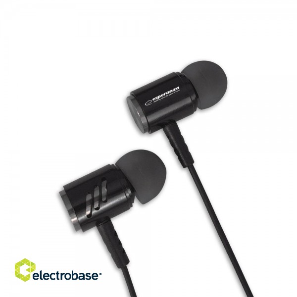 Austiņas // Headphones => In-Ear // EH207KS Esperanza słuchawki douszne metalowe z mikrofonem eh207 czarno-srebrne