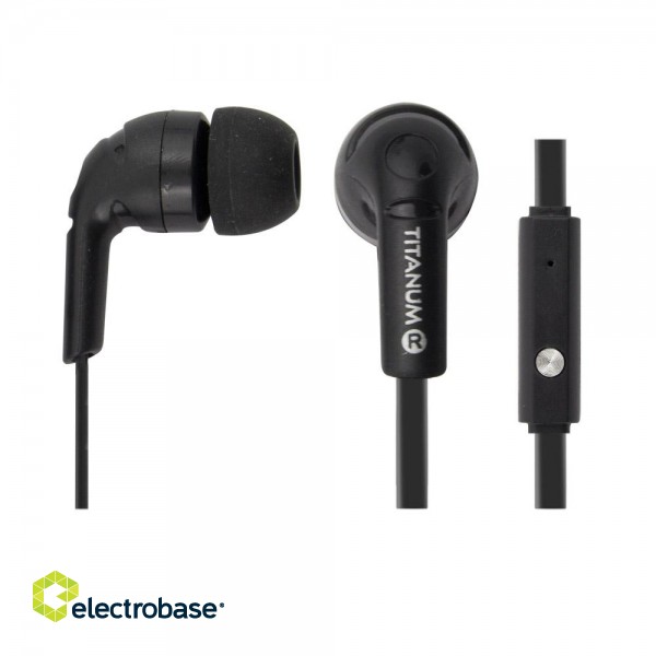 Kuulokkeet // Headphones => In-Ear // TH109K Słuchawki douszne z mikrofonem czarne Titanum