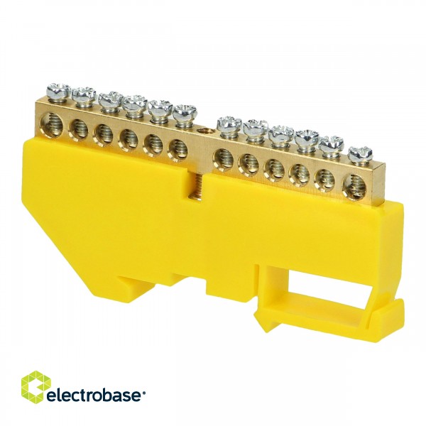 Electric Materials // Wago Connectors and Terminal Blocks // Listwa zaciskowa PE, na szynę TH35, 12 przewodów, żółta image 1