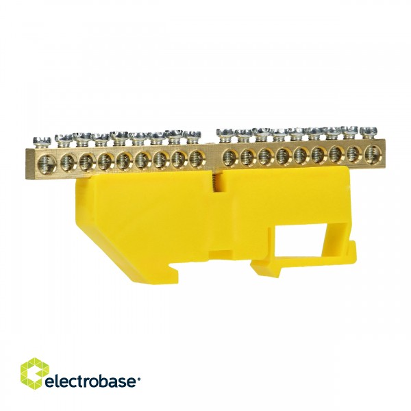 Electric Materials // Wago Connectors and Terminal Blocks // Listwa zaciskowa PE, na szynę TH35, 18 przewodów, żółta image 3
