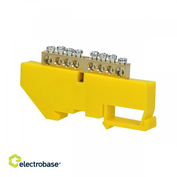 Electric Materials // Wago Connectors and Terminal Blocks // Listwa zaciskowa PE, na szynę TH35, 8 przewodów, żółta image 1