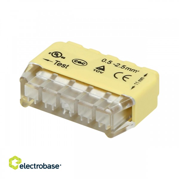 Elektromateriāli // Wago Spailes un Terminālbloki // Złączka instalacyjna wciskana 5-przewodowa; na drut 0,75-2,5mm?; IEC 300V/24A; Blister 10 szt. image 2