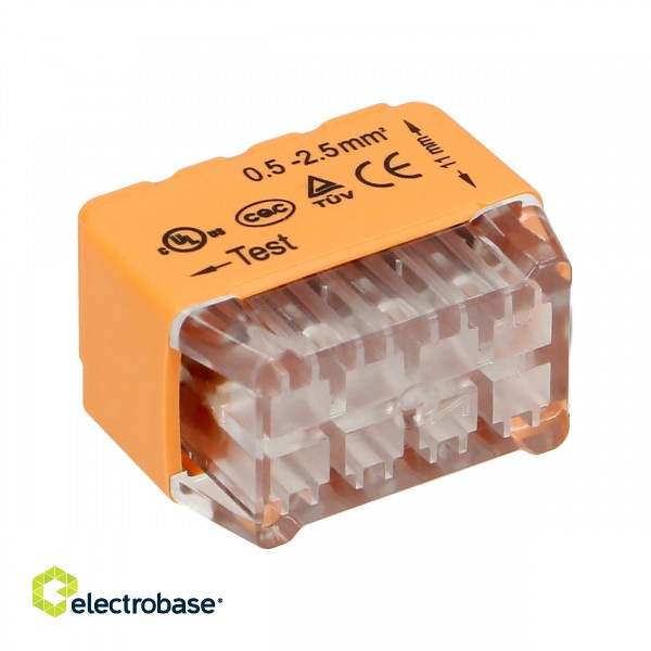 Elektrimaterjalid // Wago klemmid // Złączka instalacyjna wciskana 8-przewodowa; na drut 0,75-2,5mm?; IEC 300V/24A; Blister 8 szt. image 1