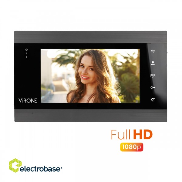 Doorpfones | Door Bels // Video doorphones HD // Kolorowy wideo monitor 7" (czarny) z darmową aplikacją na telefon image 1