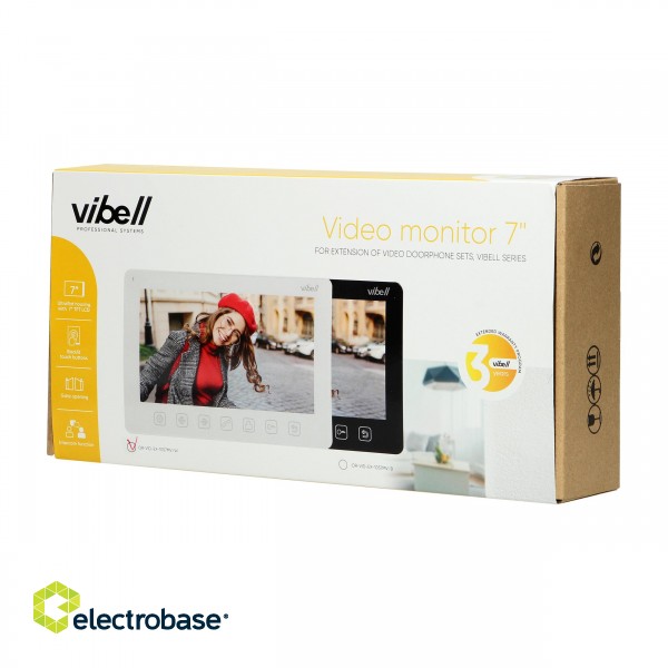 Doorpfones | Door Bels // Video doorphones HD // Wideo monitor bezsłuchawkowy, kolorowy,  LCD 7? do zastosowania w systemach VIBELL, biały image 2