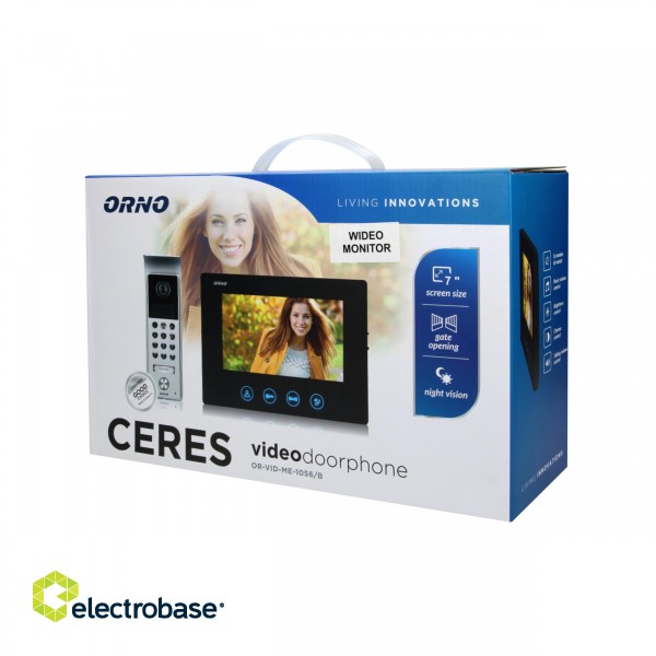 Doorpfones | Door Bels // Video doorphones HD // Wideo monitor bezsłuchawkowy, kolorowy, LCD 7", do zestawu z serii CERES, otwieranie bramy, czarny image 2