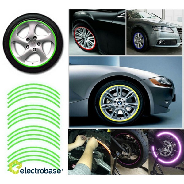 Auto- ja mootorrattatooted, elektroonika, navigatsioon, CB raadio // Goods for Cars // AG555C Naklejki odblaskowe na koła green image 3