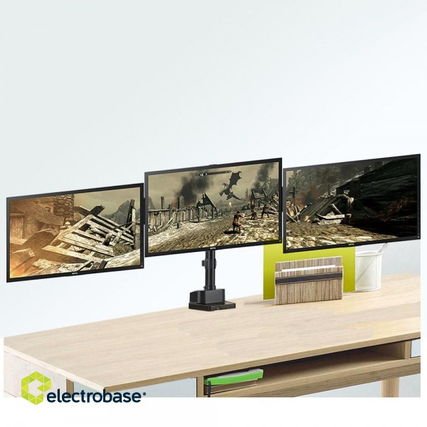Monitori un projektori // Stiprinājumi un statīvi // Uchwyt biurkowy na 3 monitory LCD Maclean, VESA 75x75 oraz 100x100, 2x USB 3.0, 17-27", 3x7kg, MC-811 image 2