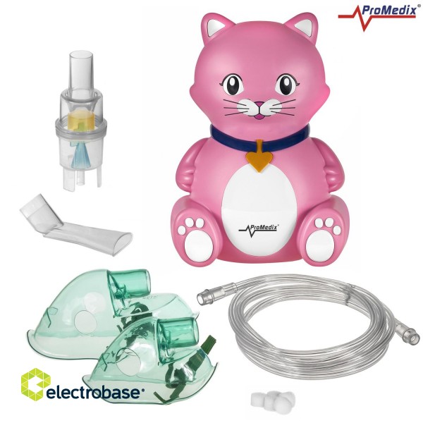 Skaistumkopšanas un personiskās higiēnas produkti // Inhalatori | inhalatori bērniem // Inhalator dla dzieci kot Promedix, zestaw nebulizator, maski, filterki,  PR-816 image 6