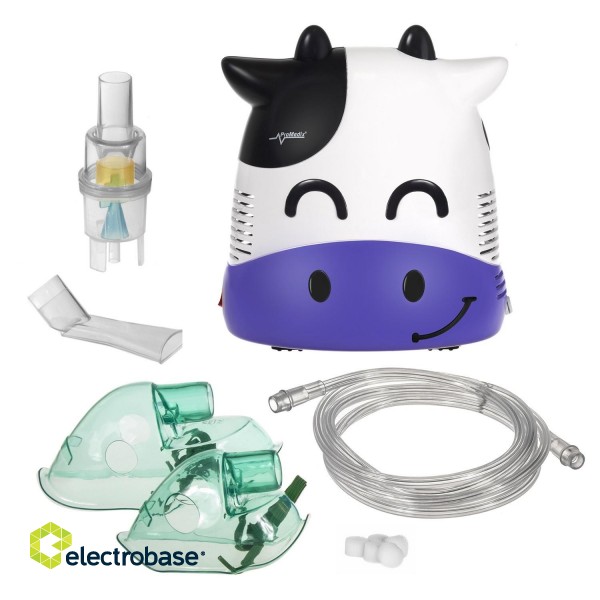 Skaistumkopšanas un personiskās higiēnas produkti // Inhalatori | inhalatori bērniem // Inhalator dla dzieci Promedix, krówka, zestaw nebulizator, maski, filterki, PR-810 image 6