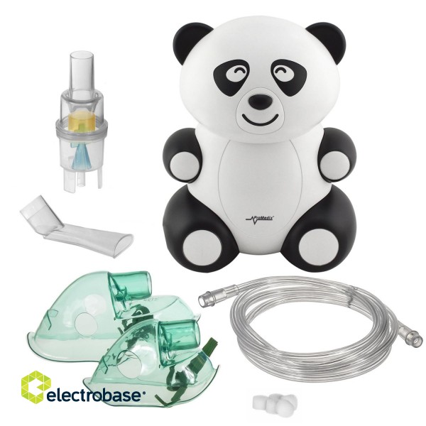 Skaistumkopšanas un personiskās higiēnas produkti // Inhalatori | inhalatori bērniem // Inhalator dla dzieci Promedix PR-812 panda, zestaw nebulizator, maski, filterki image 2
