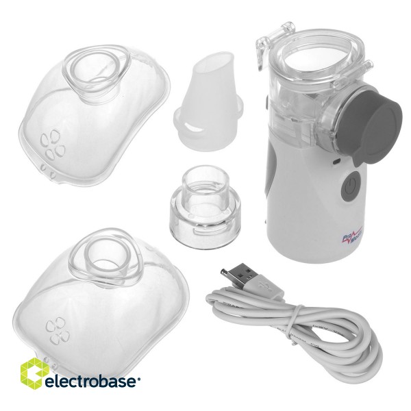 Henkilökohtaiset hoitotuotteet // Inhalers // Przenośny / podręczny bezprzewodowy inhalator nebulizator Promedix, zestaw, maski, PR-835 image 5