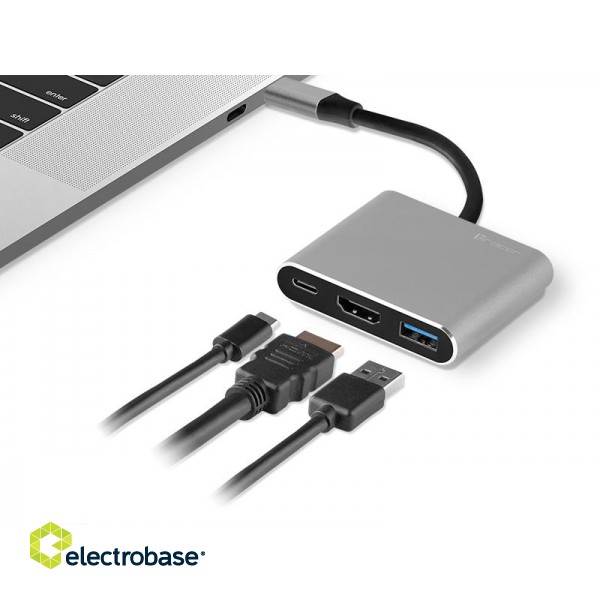 Laptops, notebooks, accessories // USB Hubs | USB Docking Station // ADAPTER TRACER A-1, USB-C, HDMI 4K, USB 3.0, PDW 100W image 1