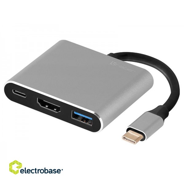 Laptops, notebooks, accessories // USB Hubs | USB Docking Station // ADAPTER TRACER A-1, USB-C, HDMI 4K, USB 3.0, PDW 100W image 2