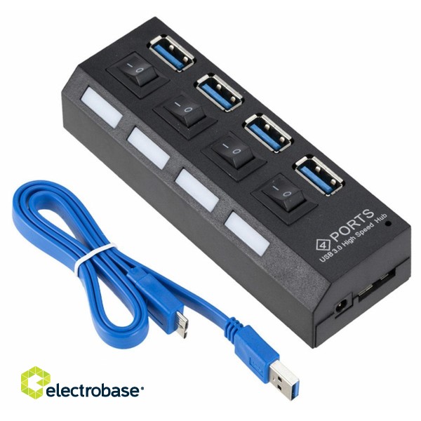 Portatīvie datori, aksesuāri // USB Hubs | USB Docking Station // AK244B Hub usb 3.0 4 porty b/z image 1