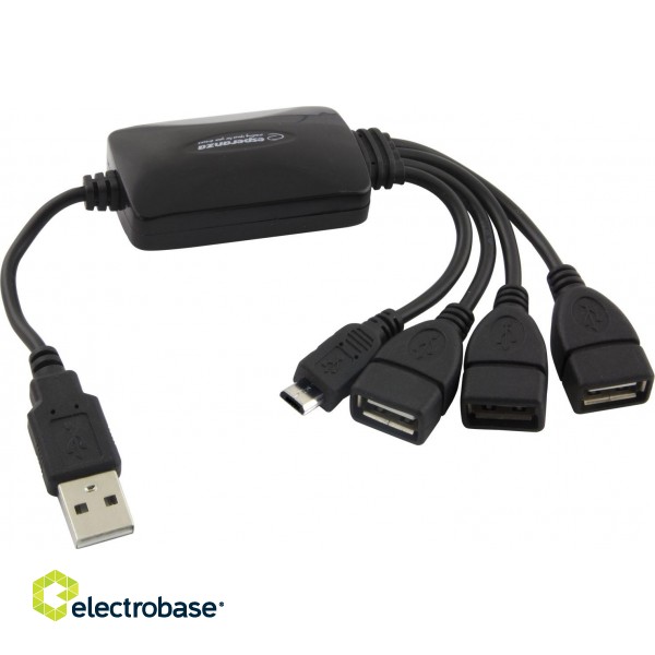 Ноутбуки, аксессуары // USB Hubs | USB Docking Station // EA158 Hub USB 2.0 3 porty USB + 1 port micro USB Esperanza