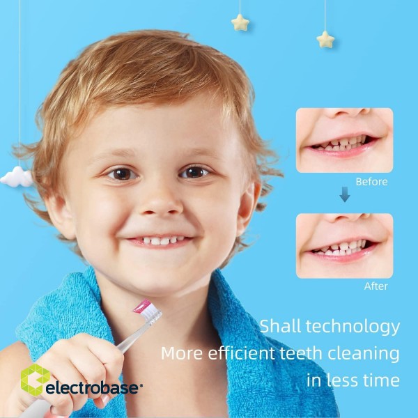 Tooth care // Brushes // Szczoteczka soniczna dla dzieci SEAGO,  kolor niebieski, 1xAAA 1,5V (brak w zestawie),  4 końcówki, SG-513 Blue image 8