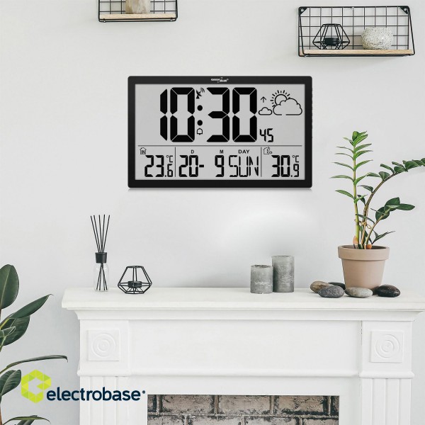 Home and Garden Products // Clocks // Zegar ścienny LCD bardzo duży GreenBlue, temperatura, data, GB218 image 2