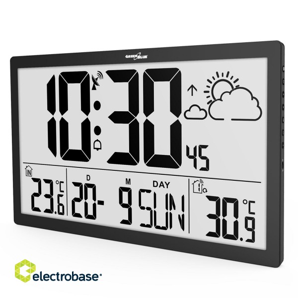 Home and Garden Products // Clocks // Zegar ścienny LCD bardzo duży GreenBlue, temperatura, data, GB218 image 3