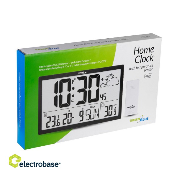 Home and Garden Products // Clocks // Zegar ścienny LCD bardzo duży GreenBlue, temperatura, data, GB218 image 6
