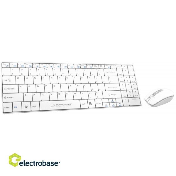 Galda datori // Galda Datori // EK122W Zestaw bezprzewodowy klawiatura + mysz 2.4GHz USB Liberty biały image 1