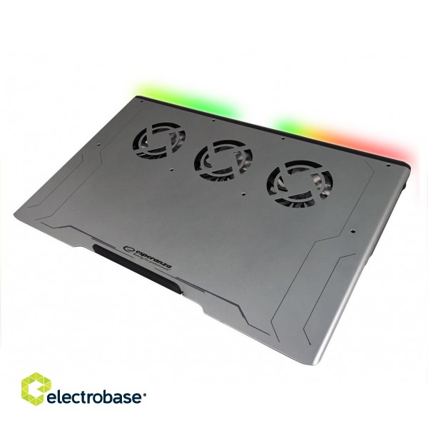 Nešiojamieji kompiuteriai, užrašų knygelės, priedai // Laptop Cooling Stand // EGC108 Esperanza podstawka chłodząca gaming pod notebook led rgb boreas