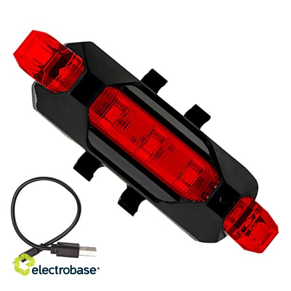 Sportam un aktīvai atpūtai // Velosipēdu piederumi // ZD41A Lampa rowerowa tylna 5 led usb image 1