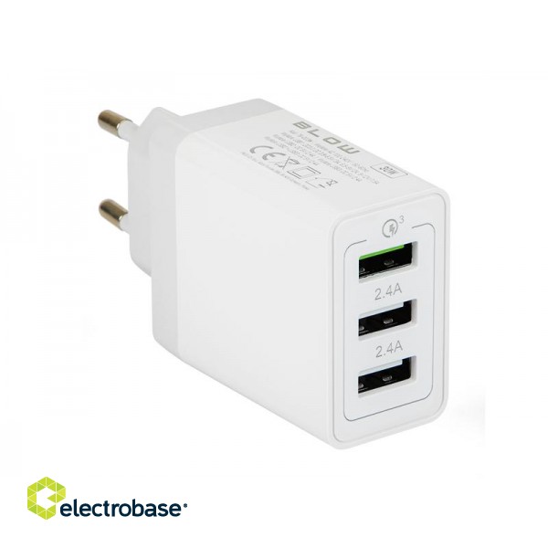 Matkapuhelimet ja tarvikkeet // Wall chargers // 76-006# Ładowarka sieciowa gniazdousbx3qc3.0 30w