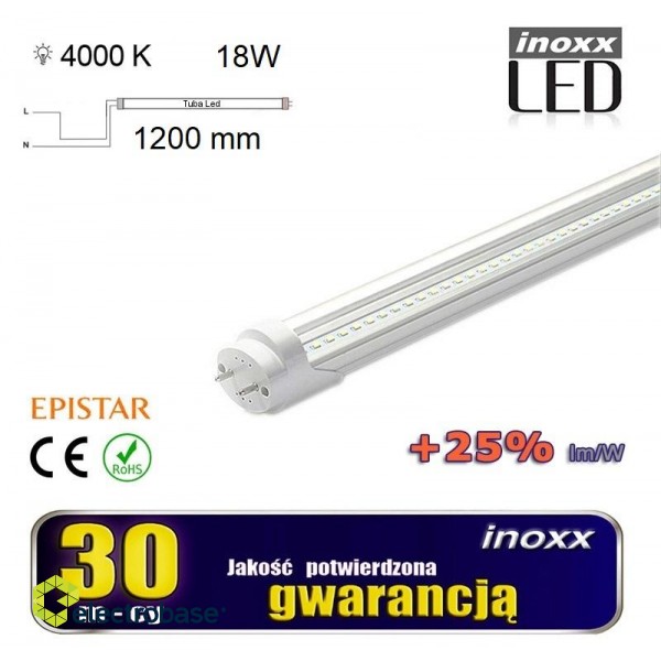 Apgaismojums LED // New Arrival // Świetlówka led 120cm 18w t8 4000k g13 neutralna przezroczysta jednostronna image 1