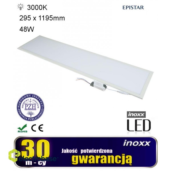Apgaismojums LED // New Arrival // Panel led sufitowy 120x30 48w lampa slim kaseton 3000k ciepły+ ramka natynkowa czarna image 3
