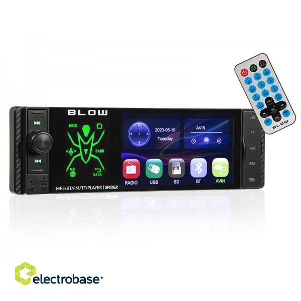 Car and Motorcycle Products, Audio, Navigation, CB Radio // Car Radio and Audio, Car Monitors // 78-337# Radio blow spider 4" rds rgb mp5/usb/micro sd/bluetooth