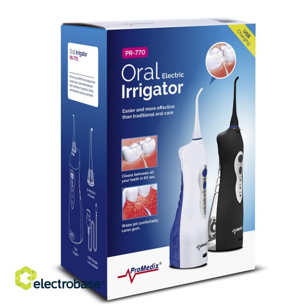 Tooth care // Oral irrigators // Irygator bezprzewodowy Promedix,  dentystyczny, stomatologiczny do zębów,  końcówki 2szt, kolor biały,  PR-770 W image 4