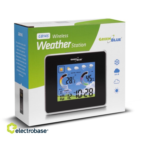 Smart devices // Meteo Stations // Stacja pogody bezprzewodowa IN/OUT temperatura wilgotność barometr ładowarka USB GreenBlue GB145 black image 7