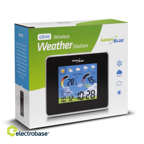 Älykkäät laitteet // Meteo-asemat // Stacja pogody bezprzewodowa IN/OUT temperatura wilgotność barometr ładowarka USB GreenBlue GB145 black image 7