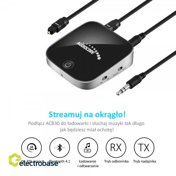 Phones and accessories // Bluetooth Audio Adapters | Trackers // Adapter bluetooth 2 w 1 transmiter odbiornik Audiocore AC830 - Apt-X Spdif - Chipset CSR BC8670 image 6