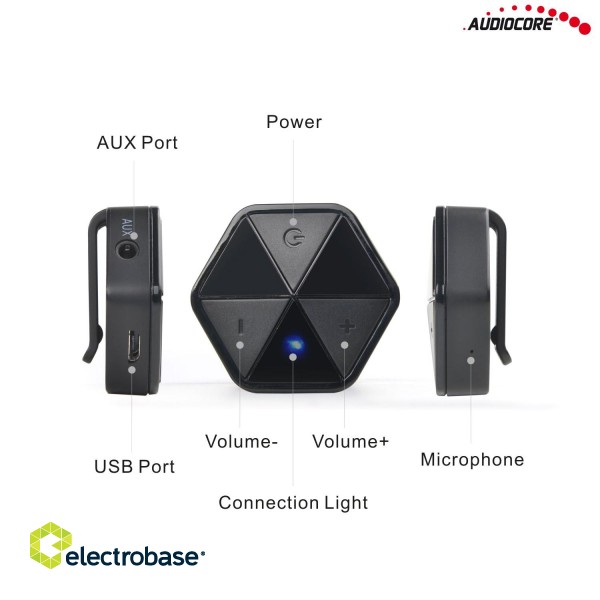 Telefonai ir aksesuarai // Bluetooth Audio Adapters | Trackers // Adapter bluetooth odbiornik z klipsem Audiocore, HSP, HFP, A2DP, AVRCP, AC815 paveikslėlis 6