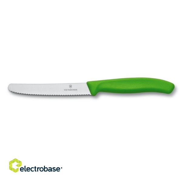 Кухонная техника // Ножи, Точилки для ножей // Nożyk uniwersalny ząbkowany 11cm Victorinox ziel. фото 1