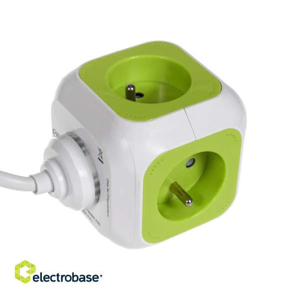 Electric Materials // Сlearance sale // MagicCube poczwórne gniazdko prądowe GreenBlue, 2 wejścia USB, 1,4m, GB118 image 3